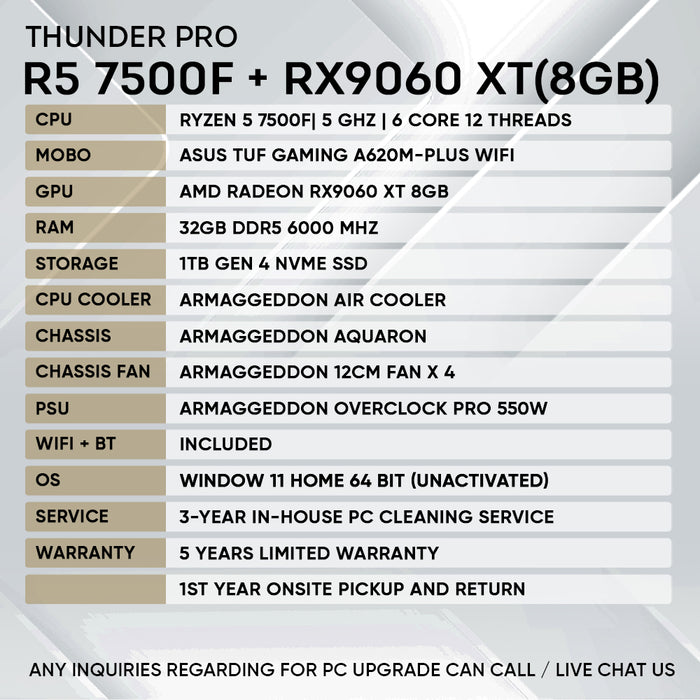 RYZEN 5 7500F + RX 9060XT 8GB