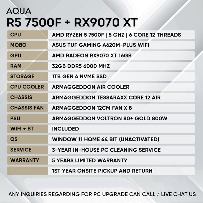 AQUA | R5 7500F + RX 9070XT