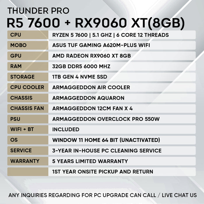 RYZEN 5 7600 + RX 9060XT 8GB