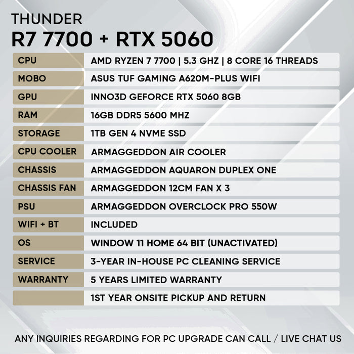 RYZEN 7 7700 + RTX 5060