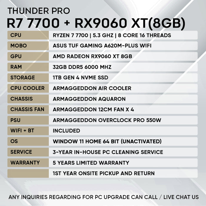 RYZEN 7 7700 + RX 9060XT 8GB