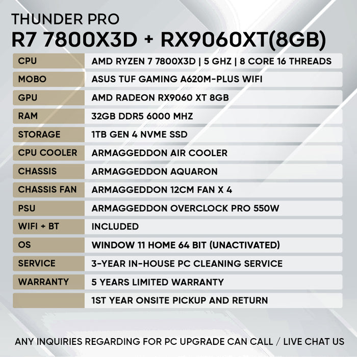 RYZEN 7 7800X3D + RX 9060XT 8GB