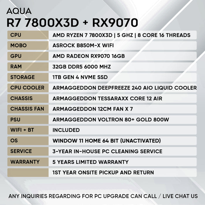 RYZEN 7 7800X3D + RX 9070