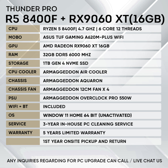 RYZEN 5 8400F + RX 9060XT 16GB