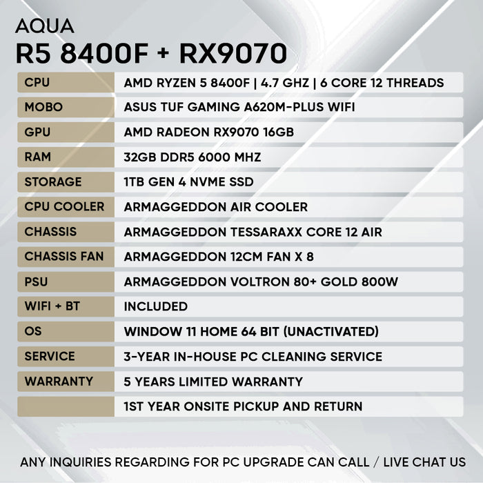 RYZEN 5 8400F + RX 9070
