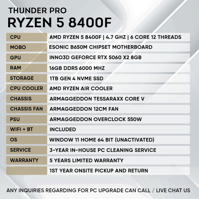 RYZEN 5 8400F + RTX 5060 (CORE V)