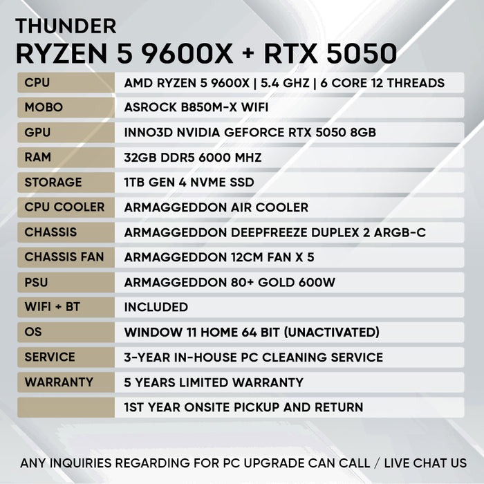 RYZEN 5 9600X + RTX 5050 (DEEPFREEZE DUPLEX 2 ARGB-C)