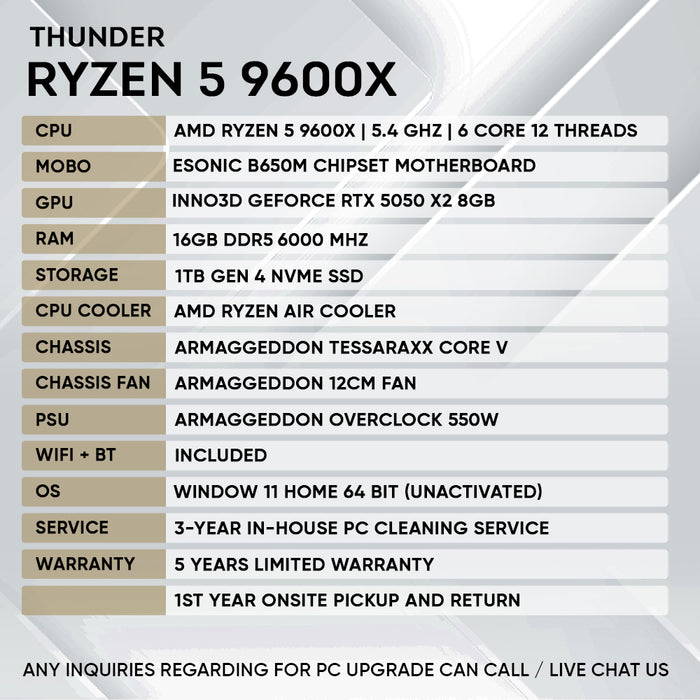RYZEN 5 9600X + RTX 5050 (CORE V)