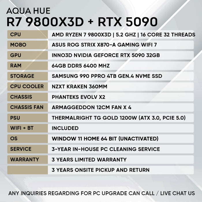 RYZEN 7 9800X3D + RTX 5090 OC (GRAPHIC / VIDEO CREATORS PC)