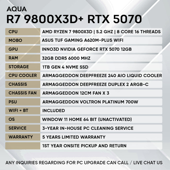 RYZEN 7 9800X3D + RTX 5070