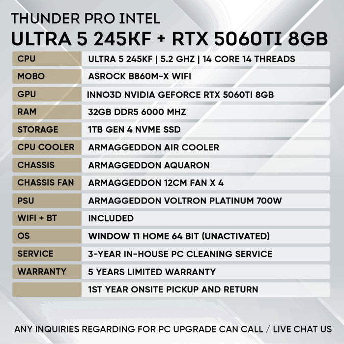 INTEL ULTRA 5 245KF + RTX 5060 Ti 8GB