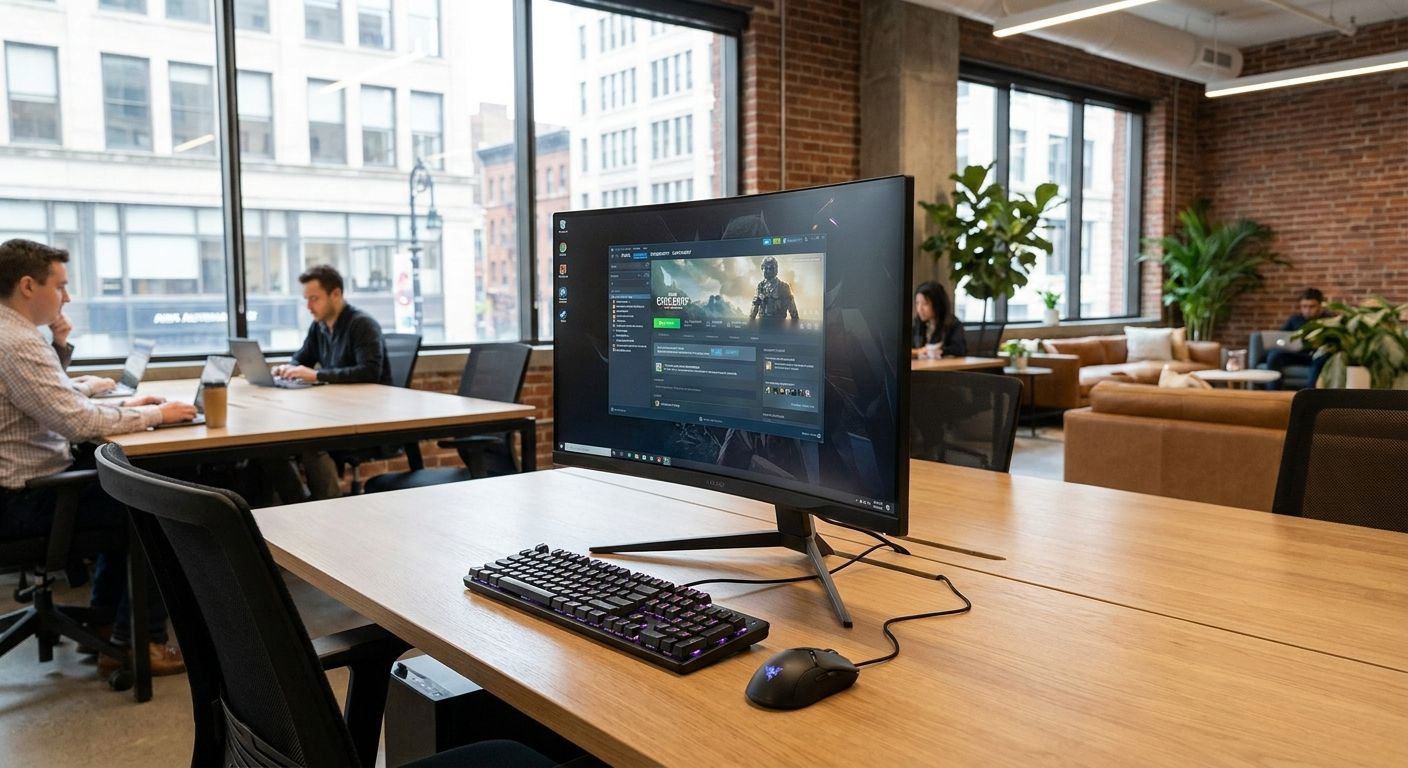 Gaming PC for shared coworking spaces and hot desks