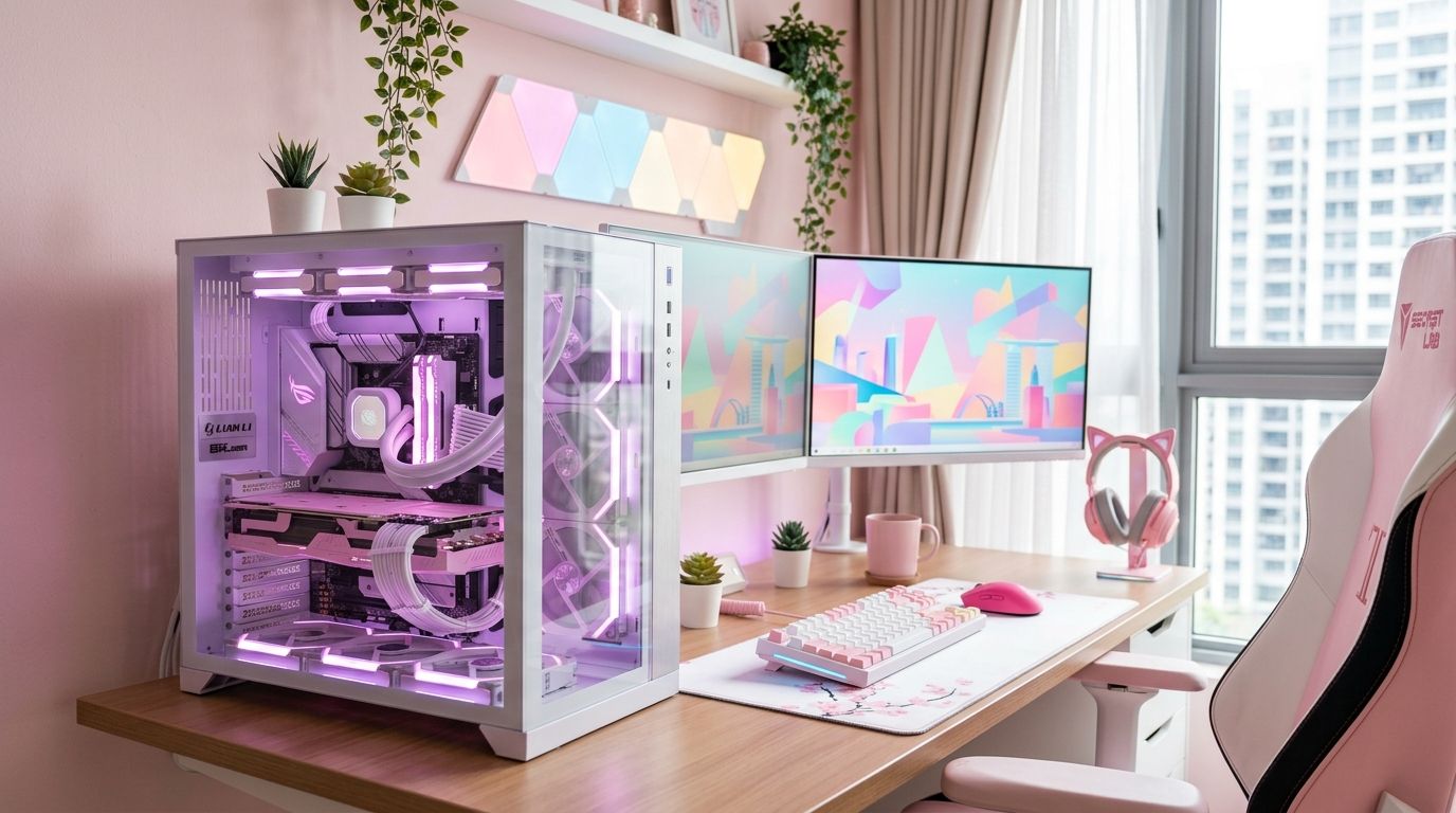 Best pastel and pink gaming PC setup in Singapore