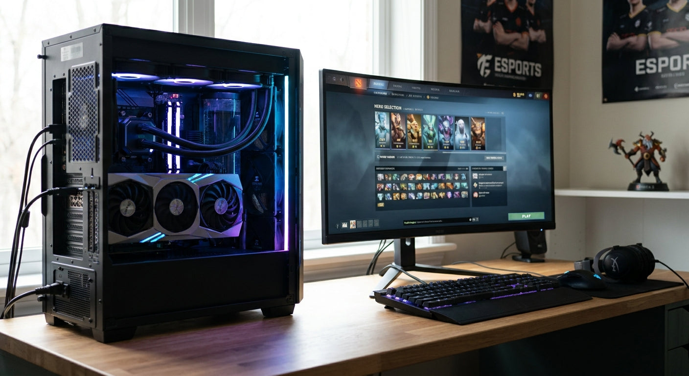 Gaming PC for Dota 2 and strategy MOBA esports