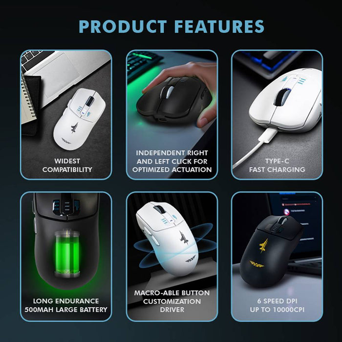 Armaggeddon Mirage V Tri Mode Wireless Gaming Mouse 10000 CPI, 1000Hz, PixArt 3325, Bluetooth 5.0, 2.4GHz, USB-C (FLASH SALE)
