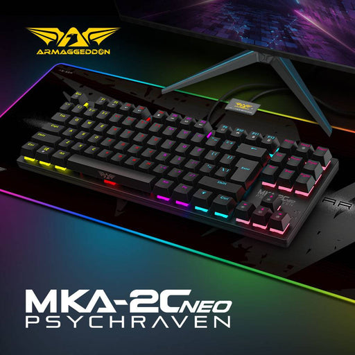 Armaggeddon MKA 2C Neo Psychraven 87 Key Mechanical Gaming Keyboard Hot Swappable Linear Switches, Multicolour Backlight, USB Wired
