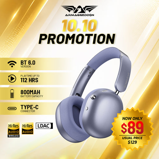 SonicGear Auraclear 6 Hi-Res LDAC ANC Wireless Headphones Bluetooth 6.0 | 112H Battery, 5-Mic & Volume Knob (FLASH SALE)