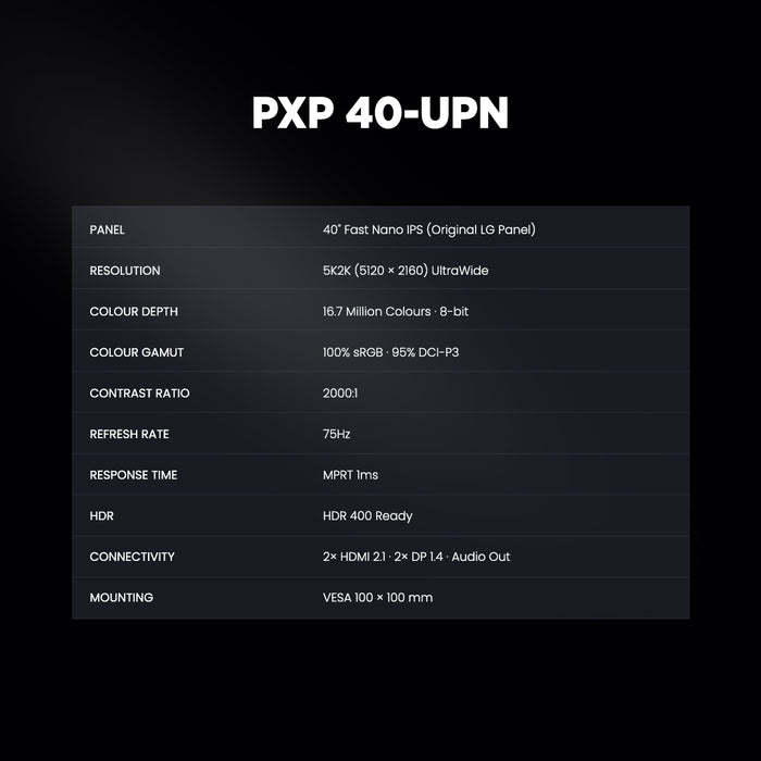 Armaggeddon PXP 40 UPN 40" 5K2K Fast Nano IPS Curved By LG Ultrawide Monitor