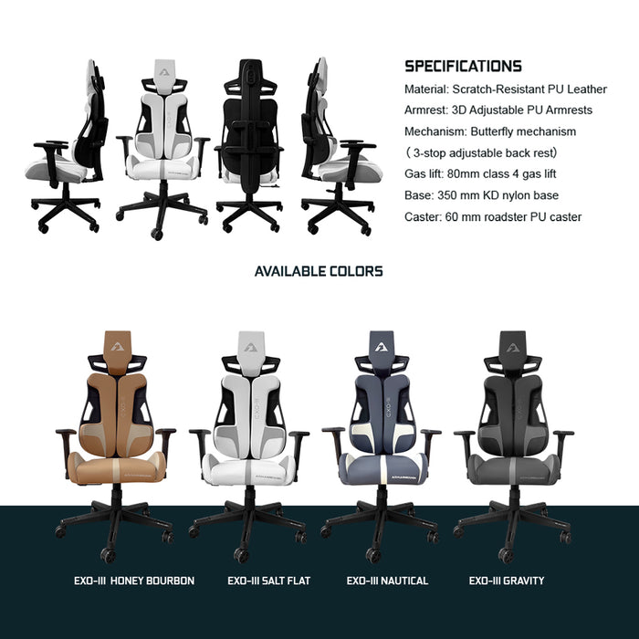 Armaggeddon EXO III Ergonomic Gaming Chair Scratch-Resistant PU Leather, 3D Armrests, 135° Recline, 150kg Capacity
