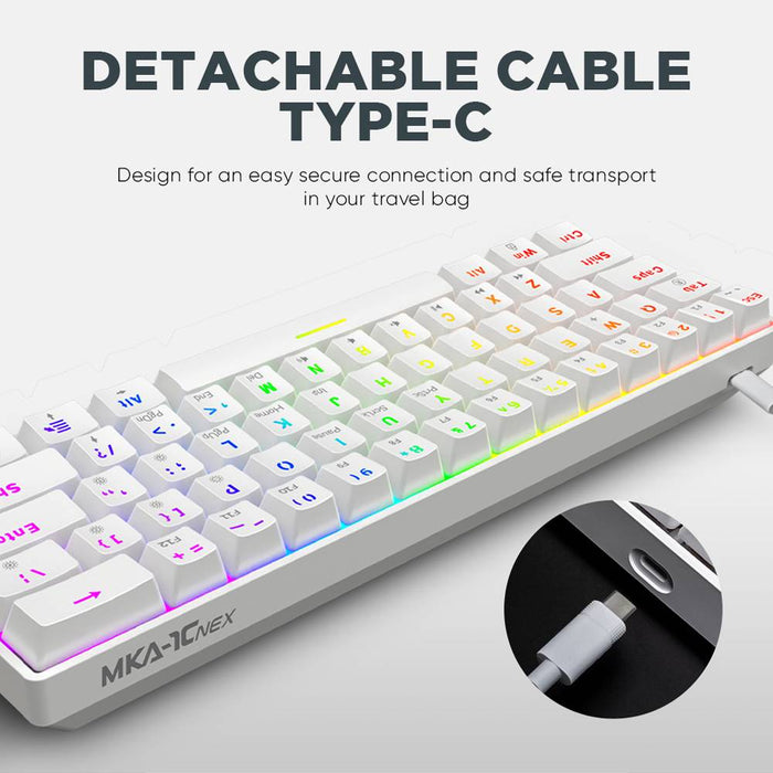 Armaggeddon MKA-1C NEX 61 Key Mechanical Gaming Keyboard HotSwappable, USB-C Wired, Multicolour LED, Anti-Ghosting