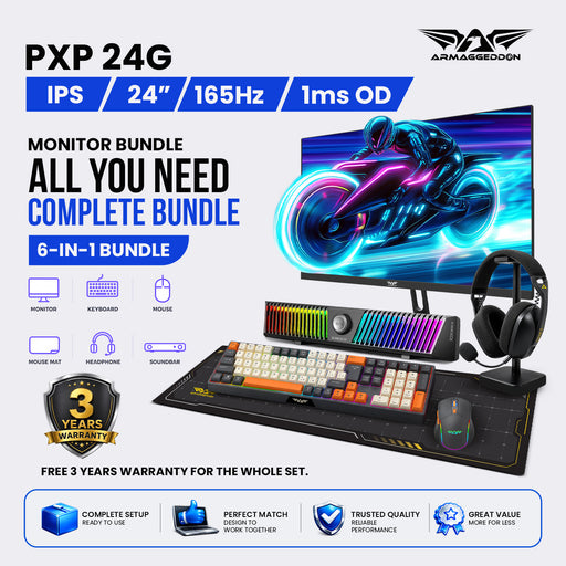 Armaggeddon PXP 24G 24" IPS 165Hz Full HD Gaming Monitor | Desktop Bundle
