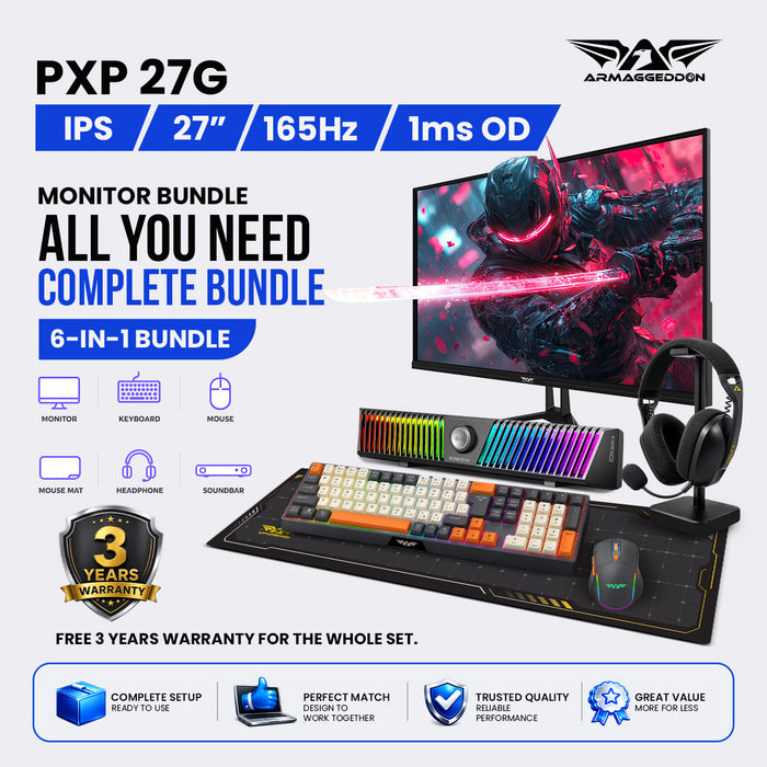 Armaggeddon PXP 27G 27" IPS 165Hz Full HD Gaming Monitor | Desktop Bundle