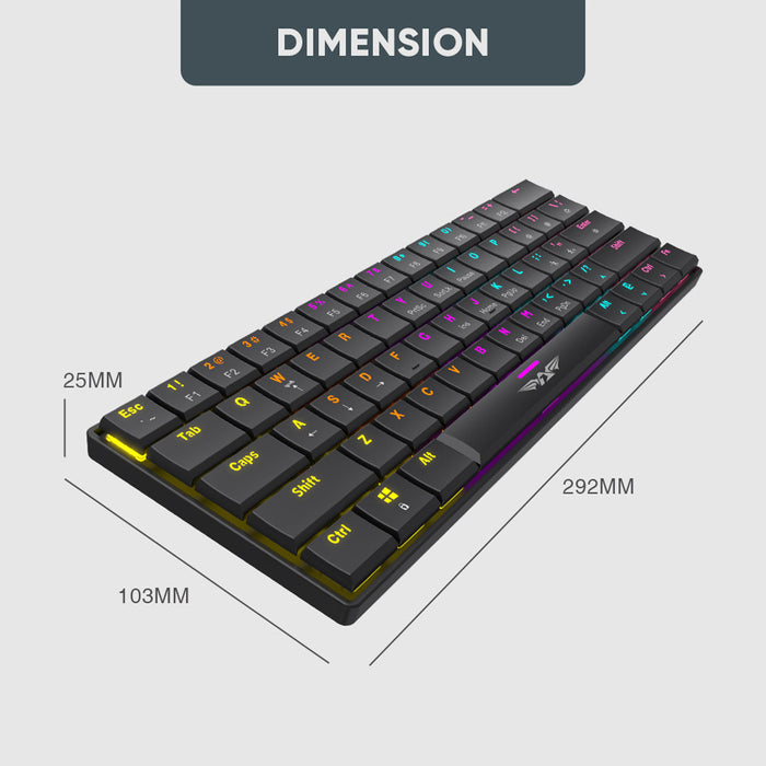 Armaggeddon SMK 1C Psychsparrow 61 Key Low Profile Mechanical Gaming Keyboard Hot Swappable, USB-C, Multicolour Backlight
