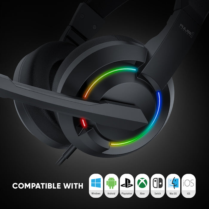 Armaggeddon Pulse 1 Chroma Wired Gaming Headset 2.1 Stereo, 40mm Drivers, RGB Lighting & Omnidirectional Mic