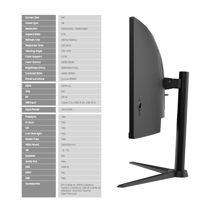 Armaggeddon PXP 34 UXD C 34" 5K2K 360Hz Curved Gaming Monitor