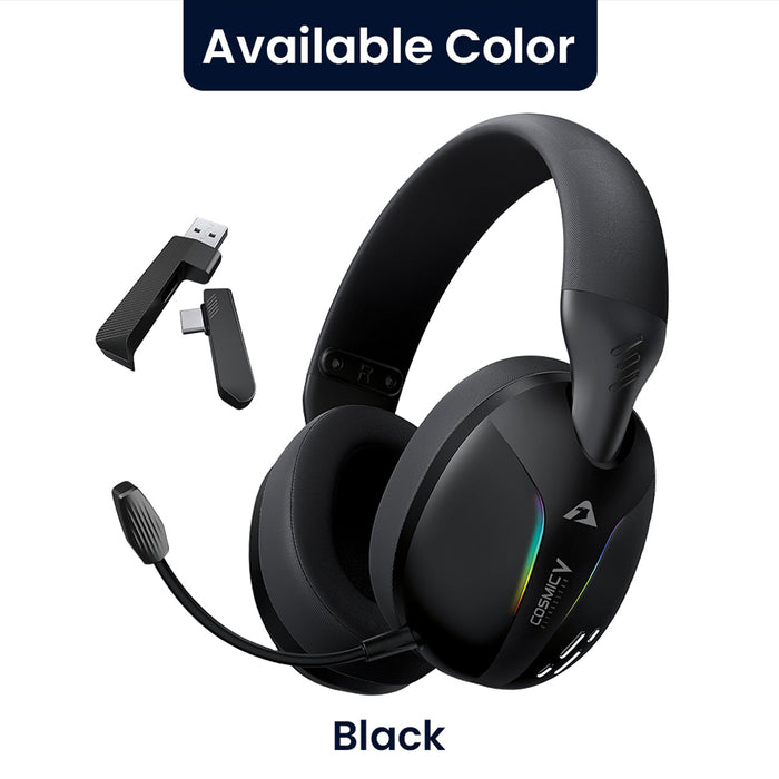 Armaggeddon Cosmic V Quad Mode Wireless RGB Gaming Headset Bluetooth 5.4, 2.4GHz USB-A USB-C, 40mm Drivers & Detachable Mic