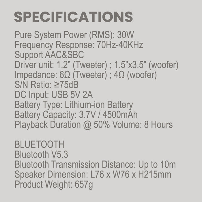 SonicGear StudioByte II 30W Hi-Res LDAC Bluetooth 5.3 Portable Speaker | IPX6 Waterproof, TWS & 8H Playtime