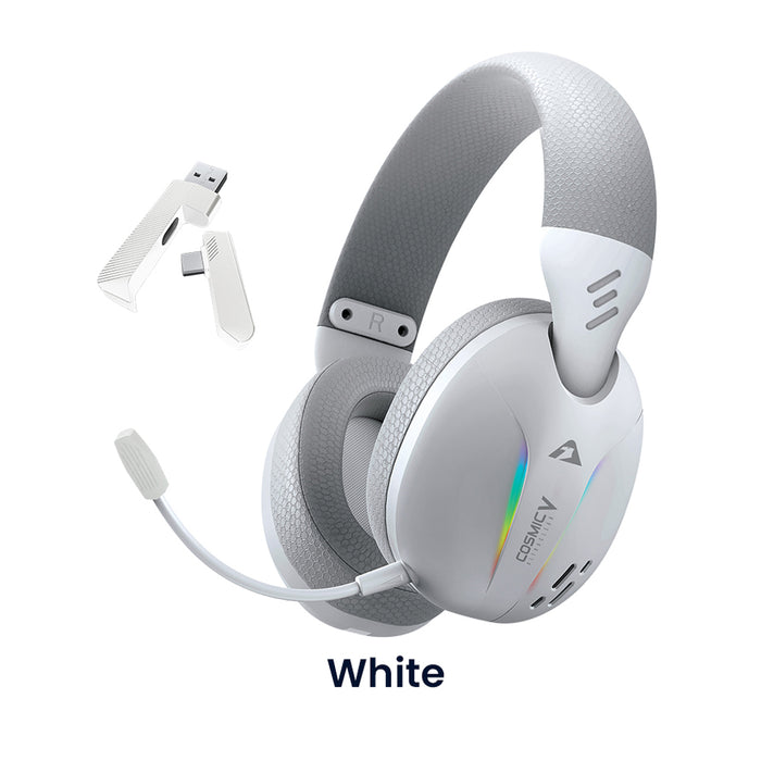 Armaggeddon Cosmic V Quad Mode Wireless RGB Gaming Headset Bluetooth 5.4, 2.4GHz USB-A USB-C, 40mm Drivers & Detachable Mic
