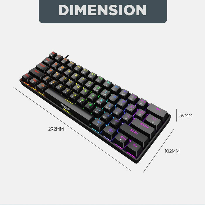 Armaggeddon MKA-1C NEX 61 Key Mechanical Gaming Keyboard HotSwappable, USB-C Wired, Multicolour LED, Anti-Ghosting