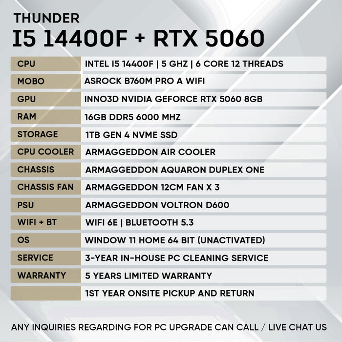 INTEL i5 14400F + RTX 5060