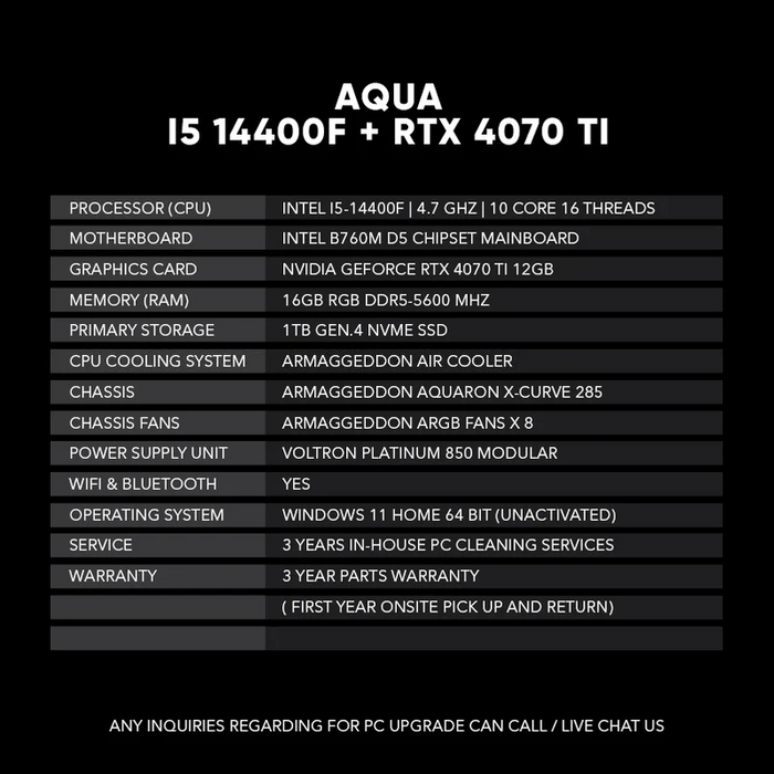 AQUA l I5 14400F + RTX 4070 TI