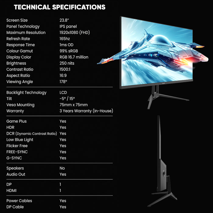 Armaggeddon PXP 24G 24" IPS 165Hz Full HD Gaming Monitor