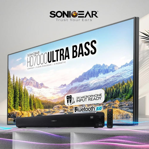 SonicGear SonicBar HD7000 Ultra Bass 140W TV Soundbar Bluetooth 5.0 | HDMI ARC, Optical & Dual Karaoke Mic Input