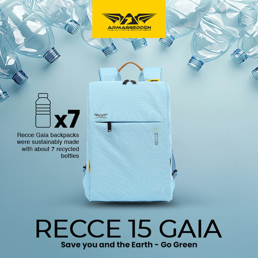 Armaggeddon Recce 15 Gaia 15 Inch Recycled Laptop Backpack with USB Charging Port, Splash Resistant Material & Trolley Sleeve