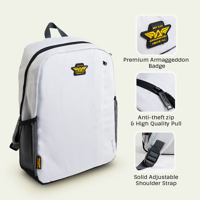 Armaggeddon Reload 5 Recycled 15.6 Inch Laptop Backpack with Anti Theft Zip, Bottle Pocket & Adjustable Straps