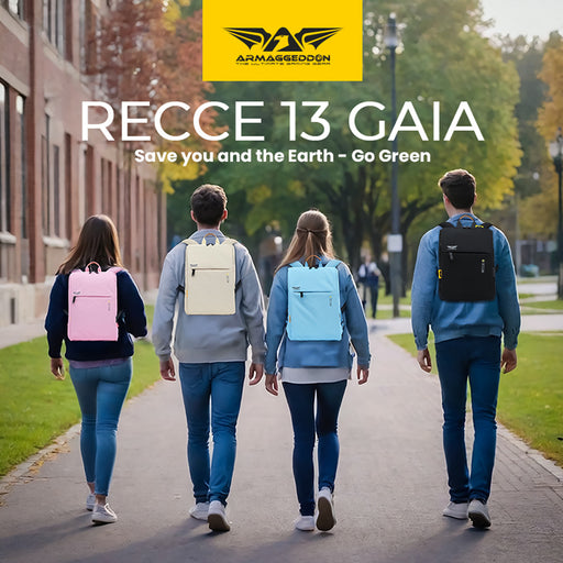 Armaggeddon Recce 13 Gaia Recycled Laptop Backpack with USB Charging Port, Splash-Resistant Material &amp; Trolley Sleeve