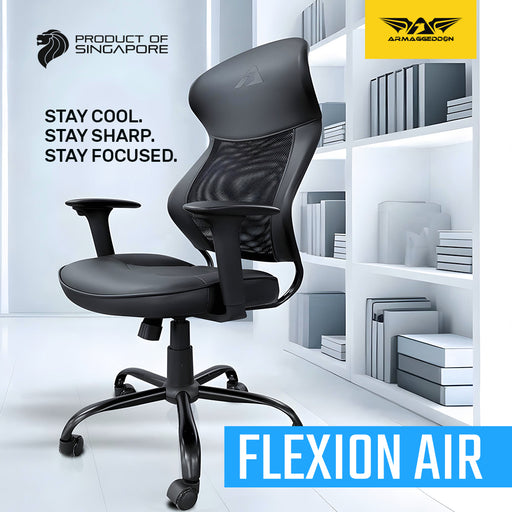 Armaggeddon Flexion Air Ergonomic Mesh Office Chair 4D Adjustable Armrests, 120° Tilt, Class 3 Gas Lift, 120kg Support