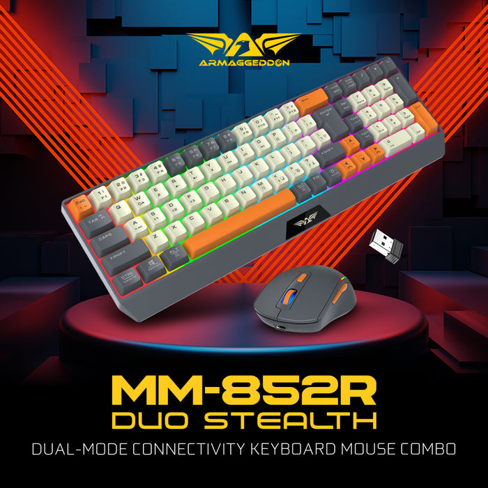 Armaggeddon MM-852R Duo Stealth Wireless Keyboard Mouse Combo Bluetooth 5.1, 2.4GHz, RGB, 85-Key, 3200 CPI