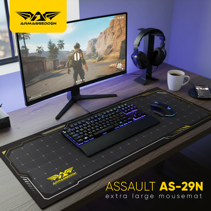 Armaggeddon Assault AS 29N Extra Large Gaming Mouse Pad 700 × 250mm Smooth Surface, Non-Slip Rubber Base, Extended Desk Mat