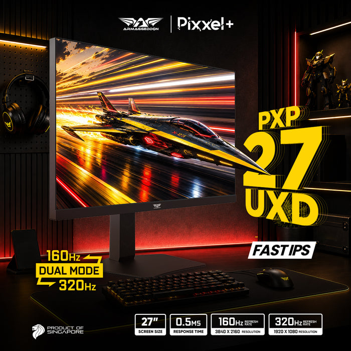 Armaggeddon PXP 27 UXD 27" 4K 160Hz / FHD 320Hz Dual Mode Fast IPS Gaming Monitor 0.5ms HDR400 FreeSync & G-SYNC Compatible