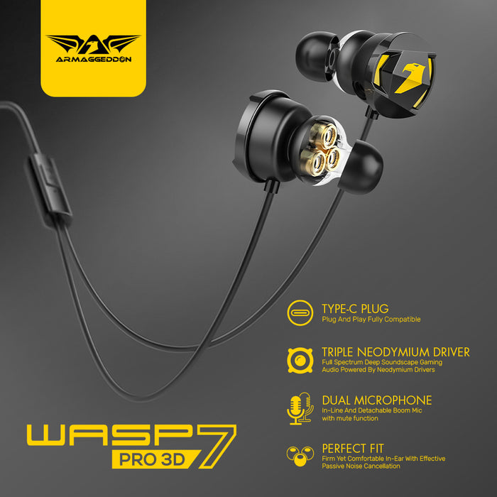 Armaggeddon WASP 7 Type-C Dual Driver Gaming Earphones with Mic