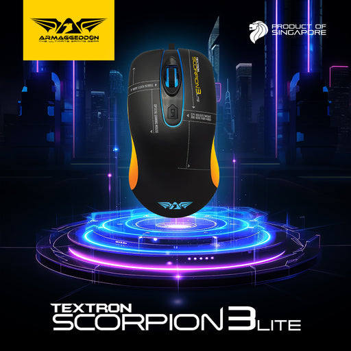 Armaggeddon Textron Scorpion 3 Lite Wired RGB Gaming Mouse 4800 CPI, 63g Lightweight, Huano Switches, Programmable Driver