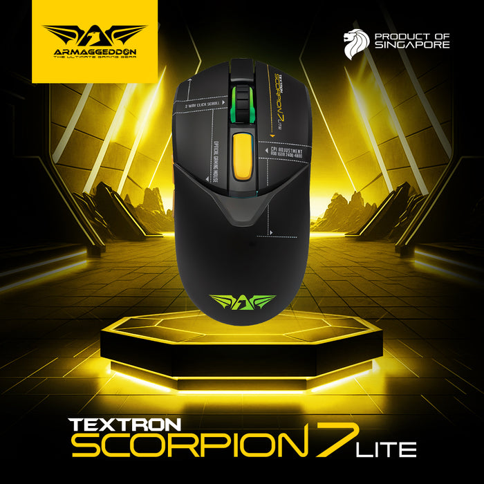 Armaggeddon Textron Scorpion 7 Lite Wired RGB Gaming Mouse – 4800 CPI, 80g Lightweight, 5 Programmable Buttons, Huano Switches with Free Mouse Mat