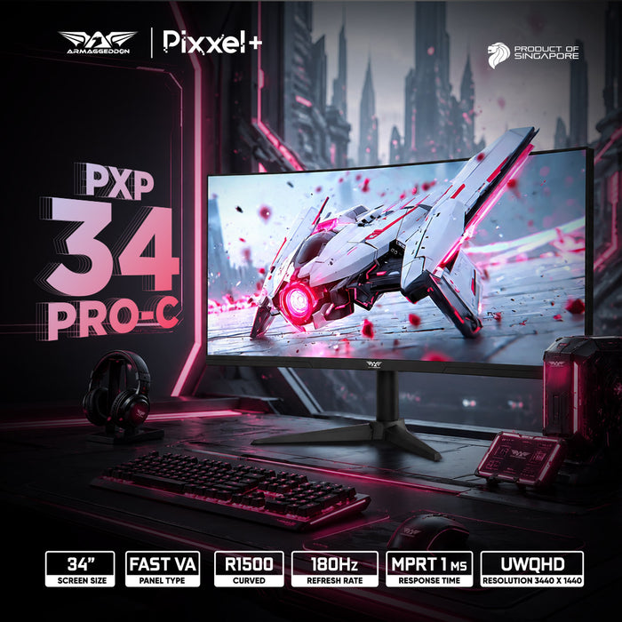 Armaggeddon 34" UWQHD 180Hz Monitor 1Ms Curve Built In Speaker Gaming Monitor