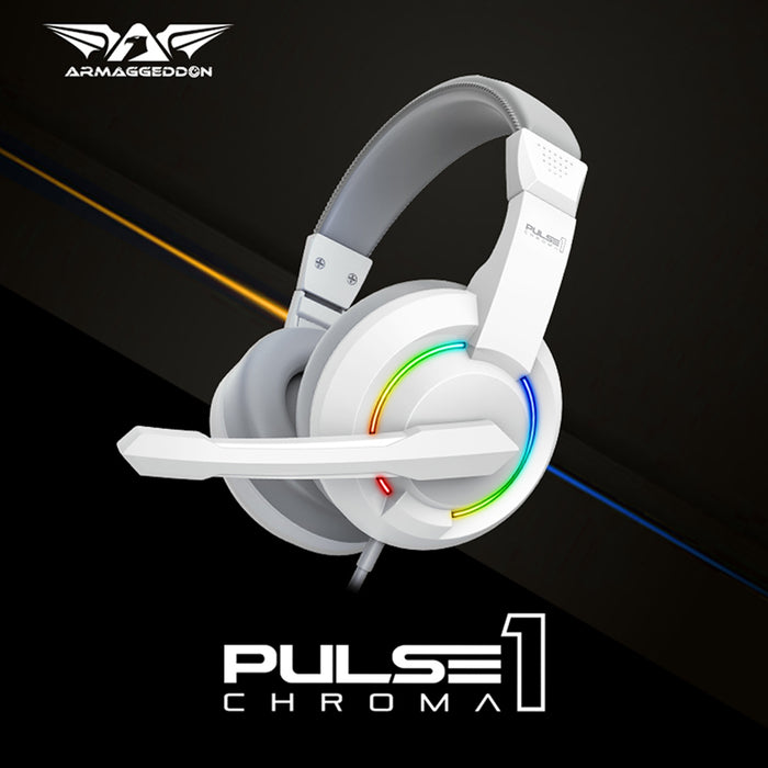 Armaggeddon Pulse 1 Chroma Wired Gaming Headset 2.1 Stereo, 40mm Drivers, RGB Lighting & Omnidirectional Mic