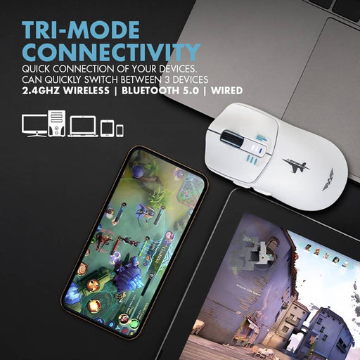 Armaggeddon Mirage V Tri Mode Wireless Gaming Mouse 10000 CPI, 1000Hz, PixArt 3325, Bluetooth 5.0, 2.4GHz, USB-C